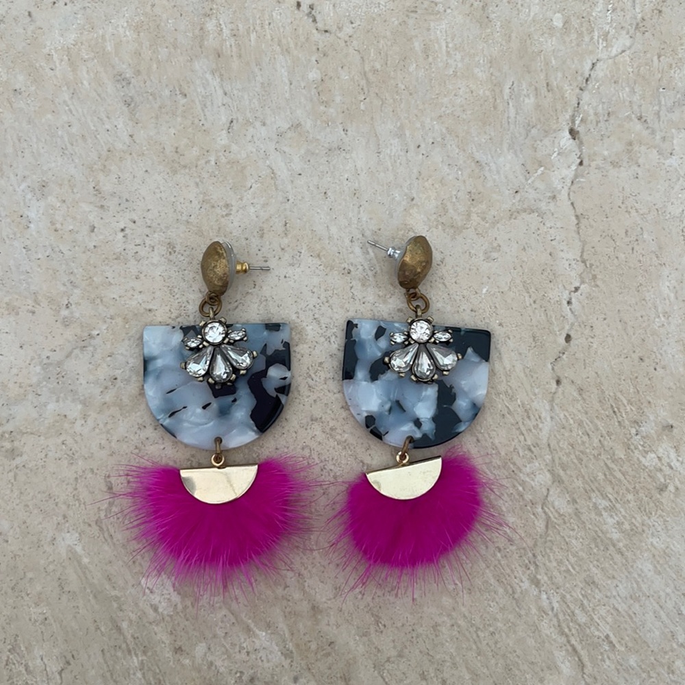 Pink feather earrings